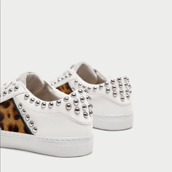 Zara Studded Sneakers with Leopard Print - Picture 5 of 13